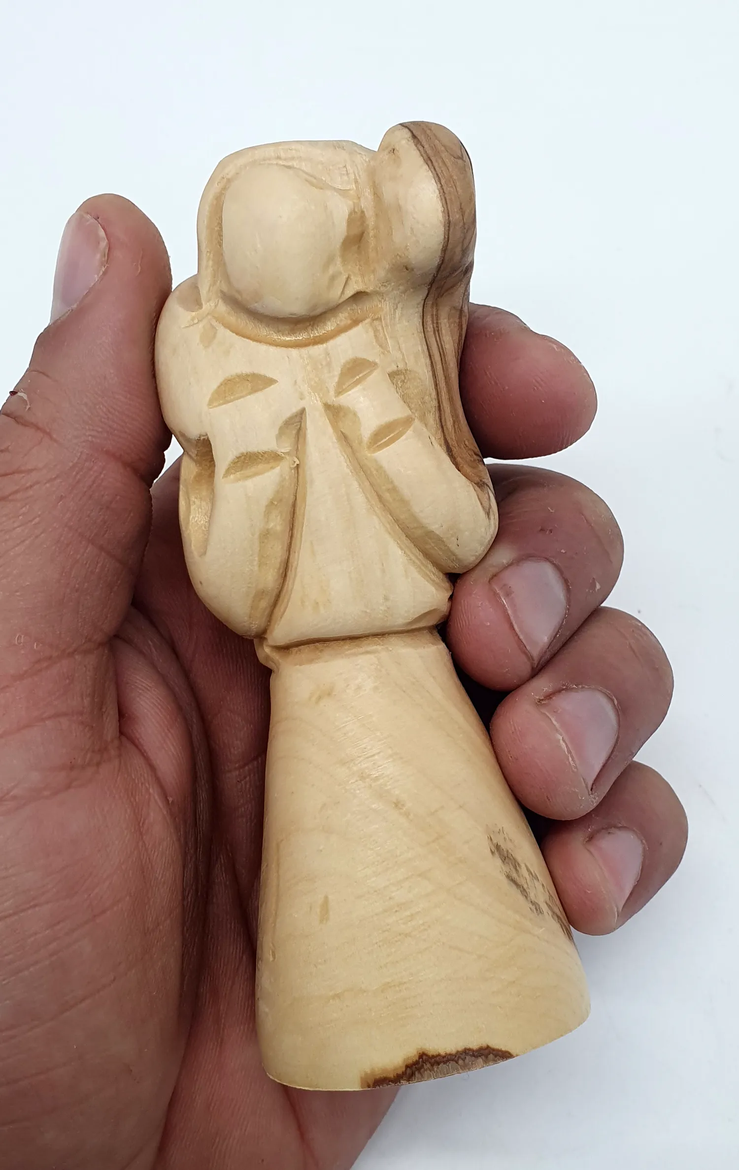 Olive Wood Shepherd Carrying the Lamb Statue - 3.8 Inches - Handcrafted Religious Sculpture for Spiritual Home Decor