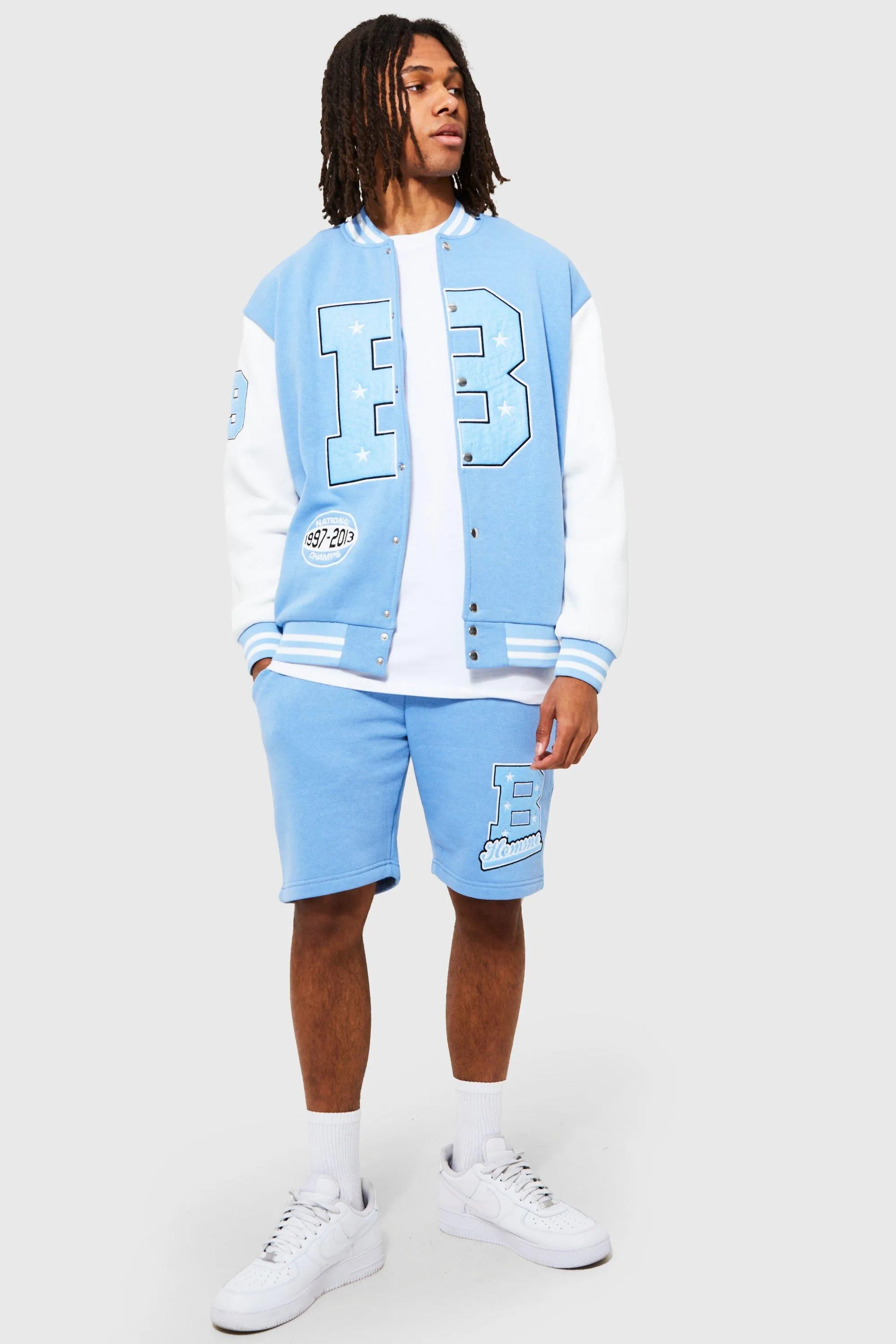 Oversized Varsity Bomber Short Tracksuit