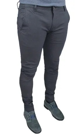 Pantaloni uomo Class grigio elegante casual slim fit in micro fantasia