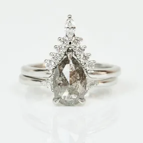 Pear Shape Grey Diamond Engagement Ring, Grey