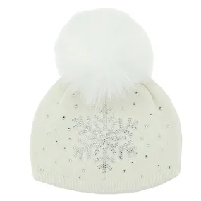 Peter Glenn Sparkle Snowflake Hat with Fur Pom (Girls')