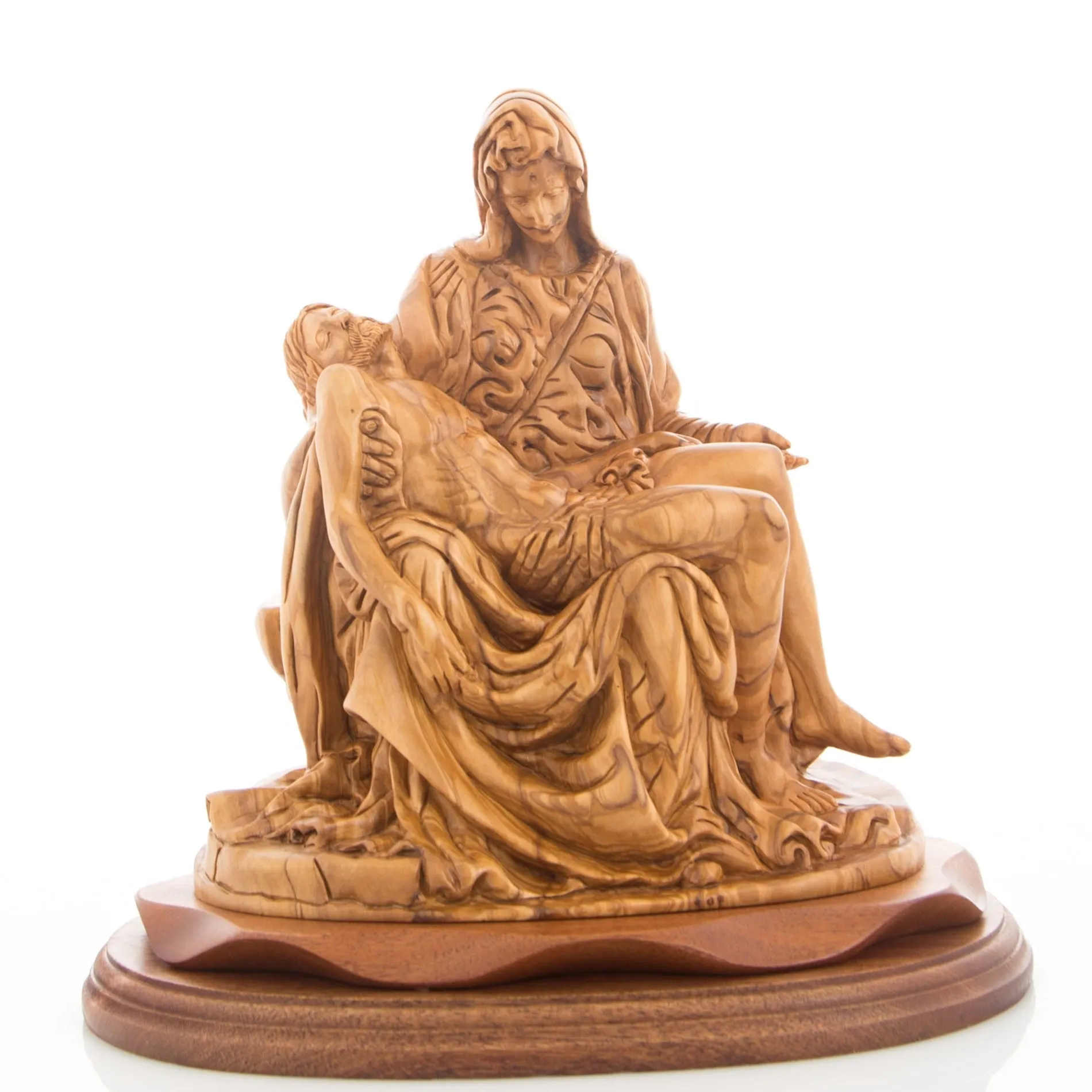 Pieta Statue, Olive Wood Carving Statue from Bethlehem 10.8