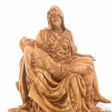 Pieta Statue, Olive Wood Carving Statue from Bethlehem 10.8