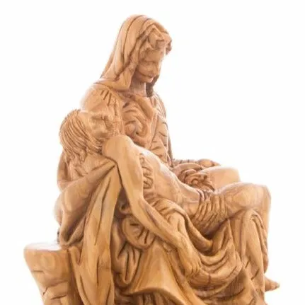 Pieta Statue, Olive Wood Carving Statue from Bethlehem 10.8