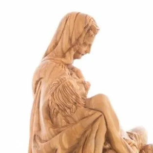 Pieta Statue, Olive Wood Carving Statue from Bethlehem 10.8