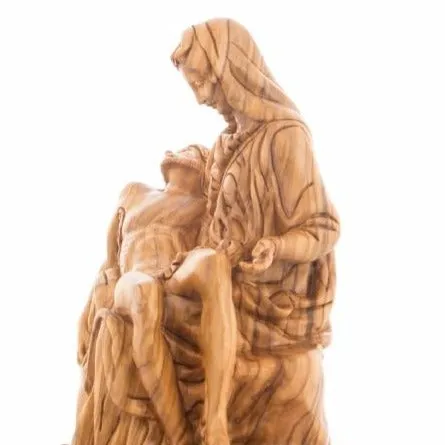 Pieta Statue, Olive Wood Carving Statue from Bethlehem 10.8