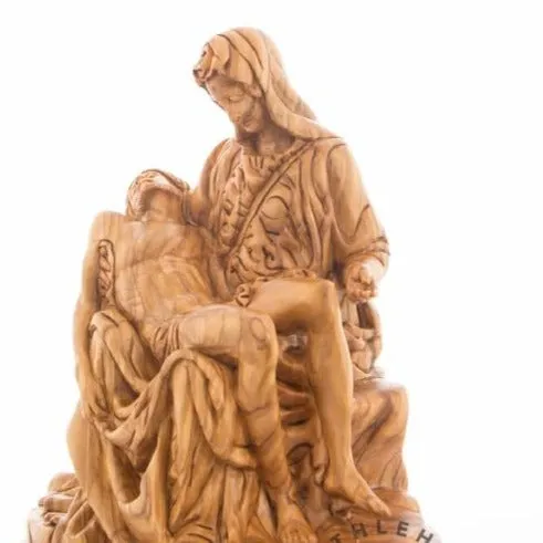 Pieta Statue, Olive Wood Carving Statue from Bethlehem 10.8