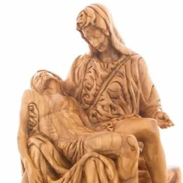 Pieta Statue, Olive Wood Carving Statue from Bethlehem 10.8