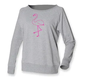 Pink flamingo jumper, grey