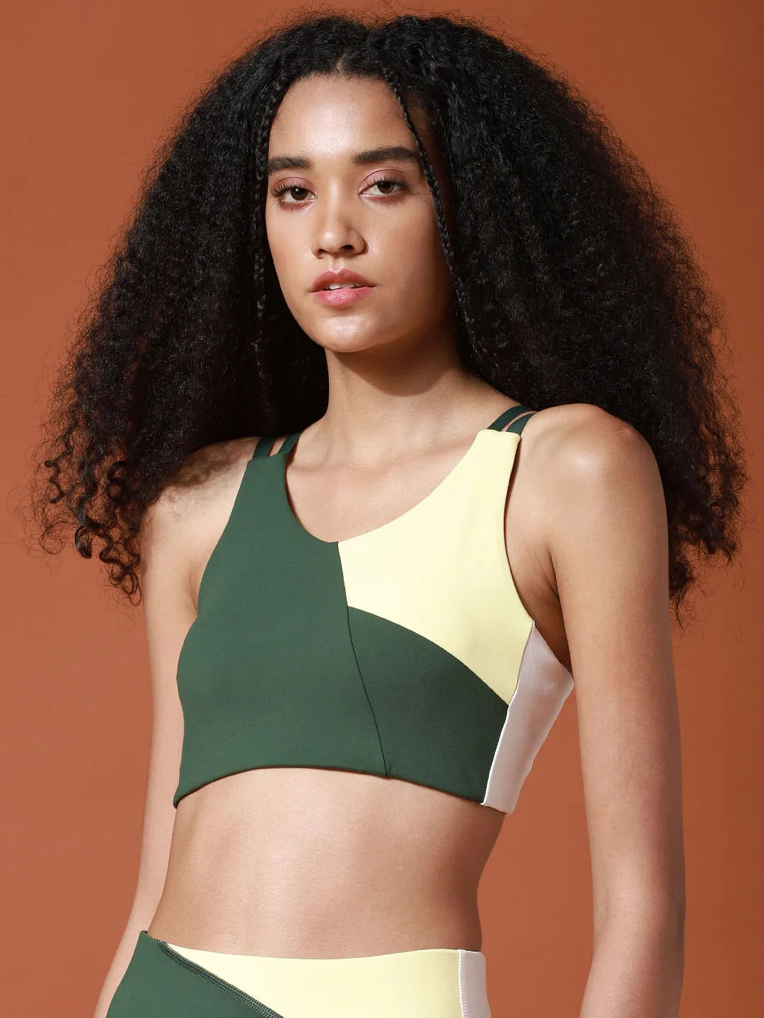 PLAY Green Colourblocked Co-ord Sports Bra