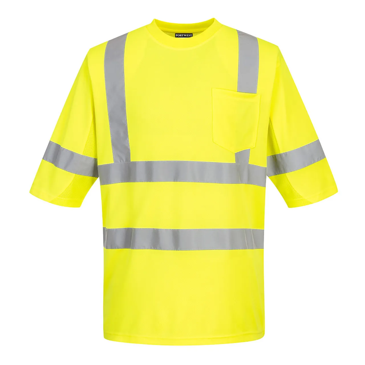 PortWest Class 3 Hi Vis Yellow T-Shirt with Pocket S397