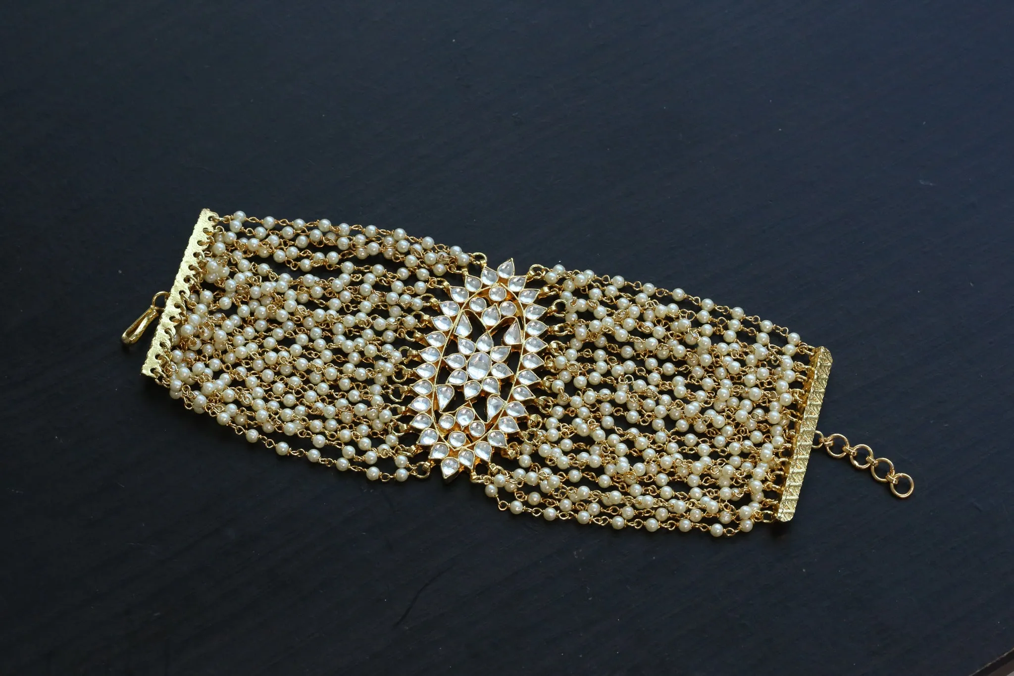 Premium Designer  Pachi Kundan Bracelet - ABJ-B102