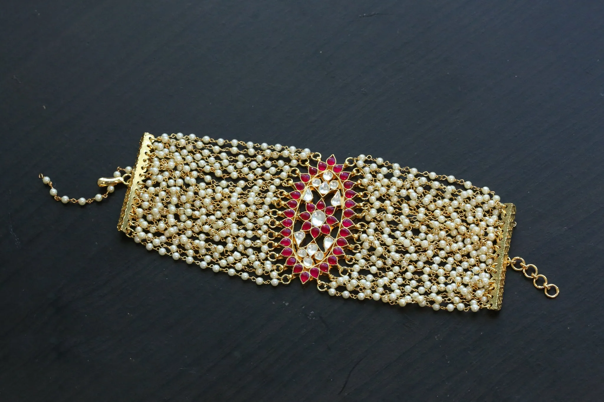 Premium Designer  Pachi Kundan Bracelet - ABJ-B102