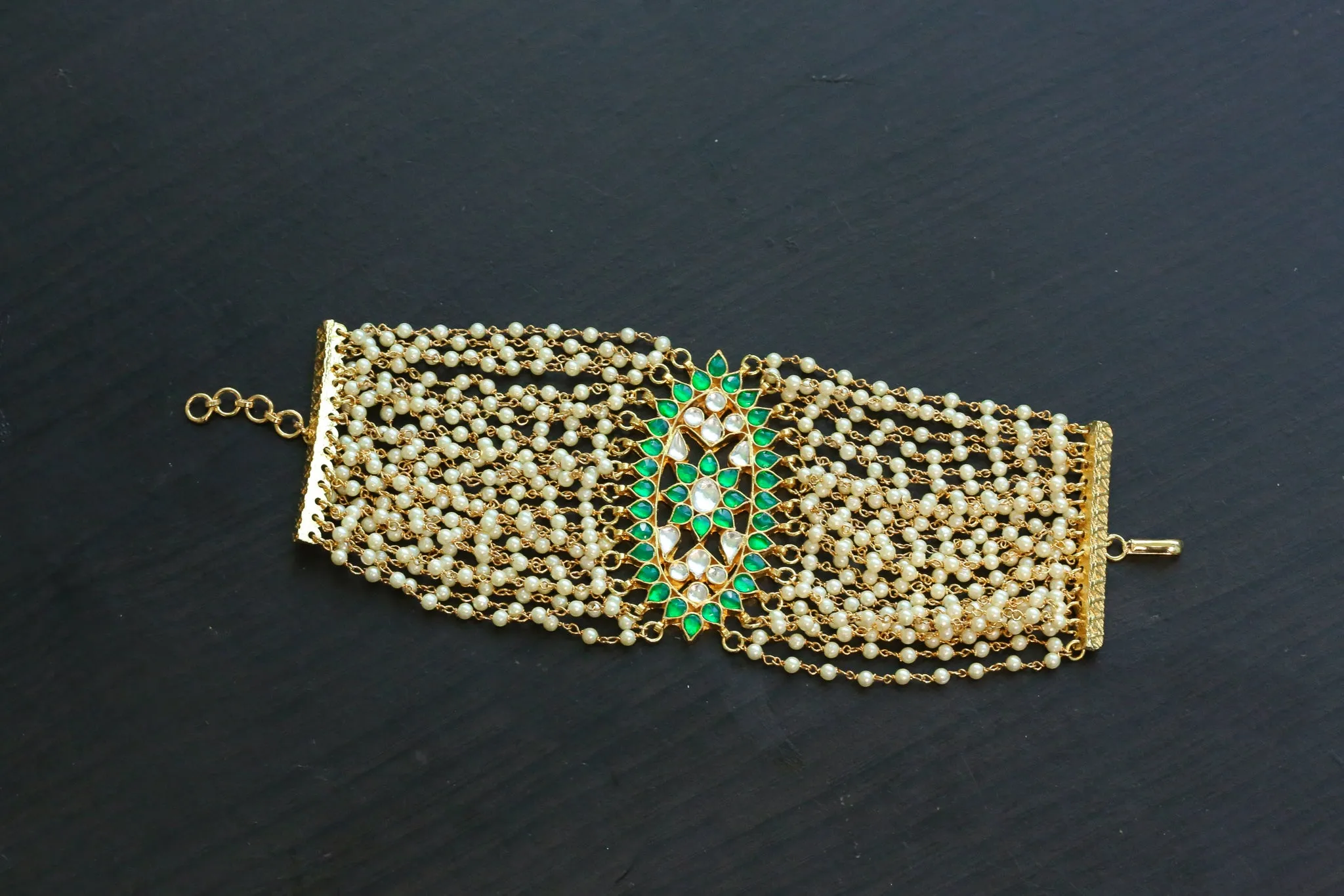 Premium Designer  Pachi Kundan Bracelet - ABJ-B102