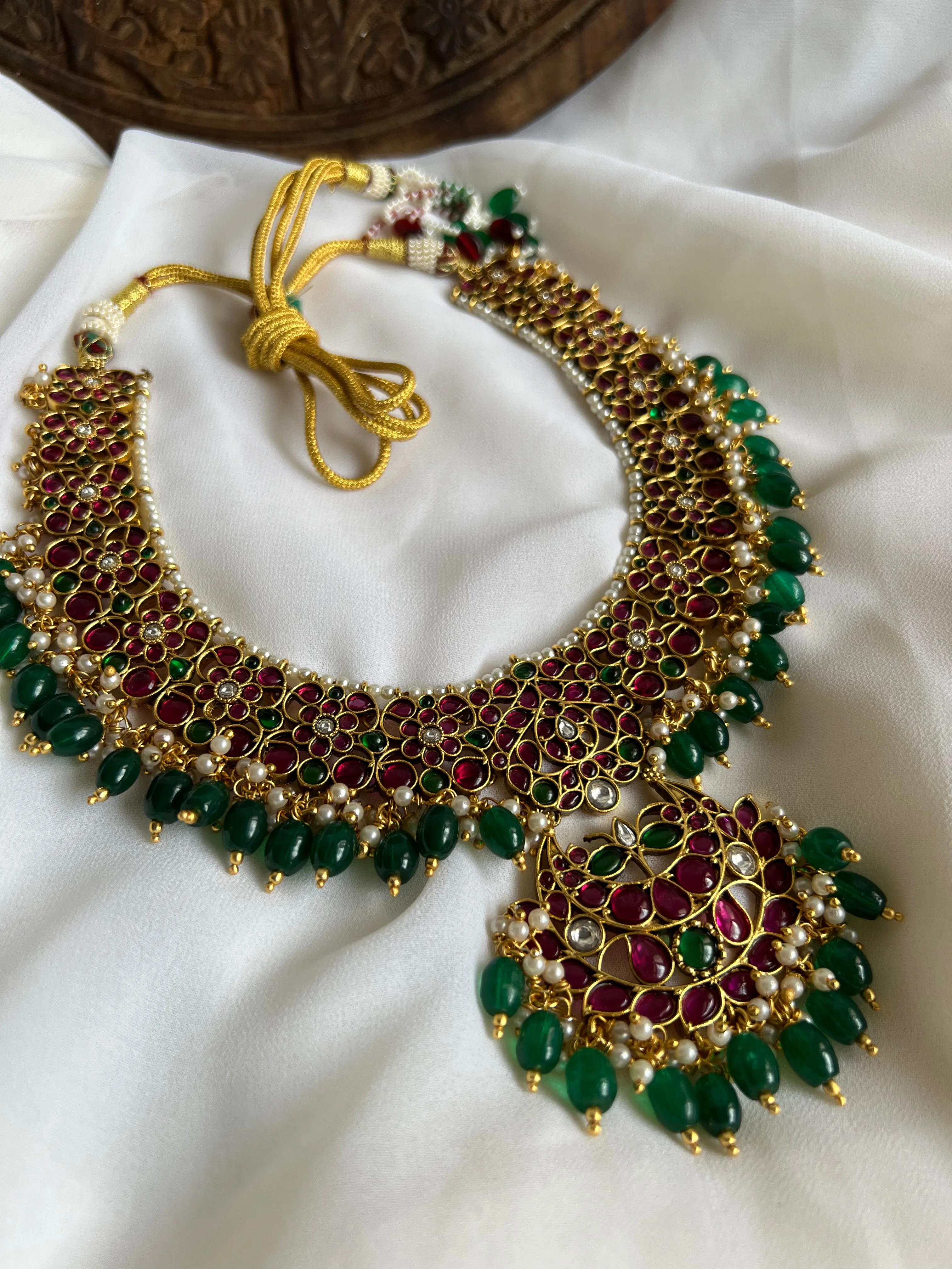 Premium kemp regal necklace with Jhumkas