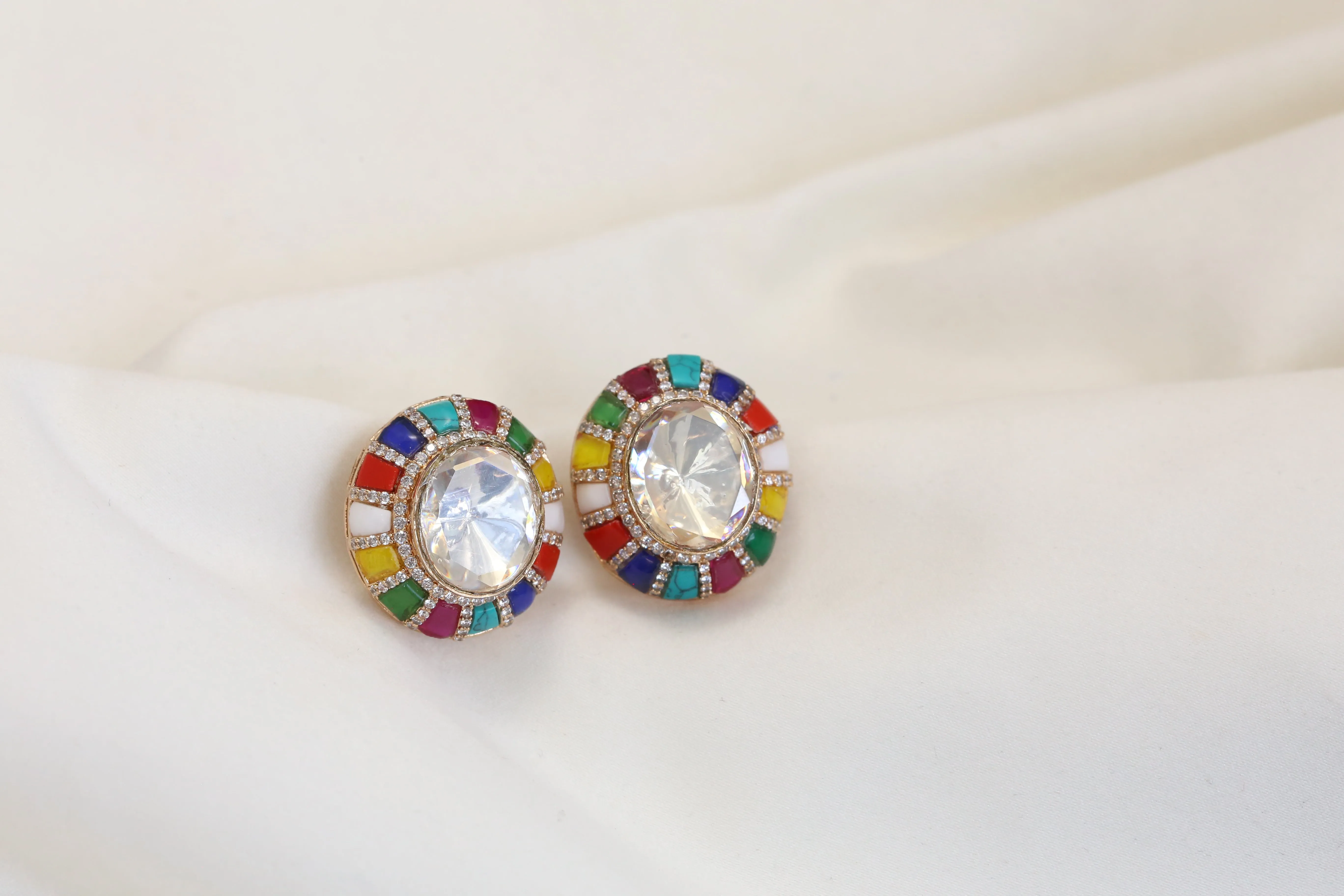 Premium Kundan & Real Moissanite Studs