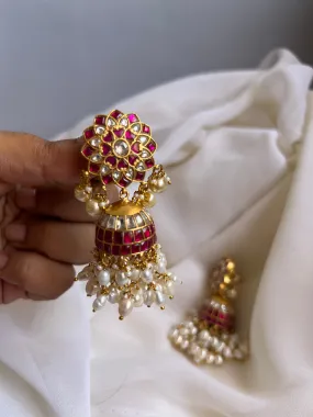 Premium Kundan floral jhumkas