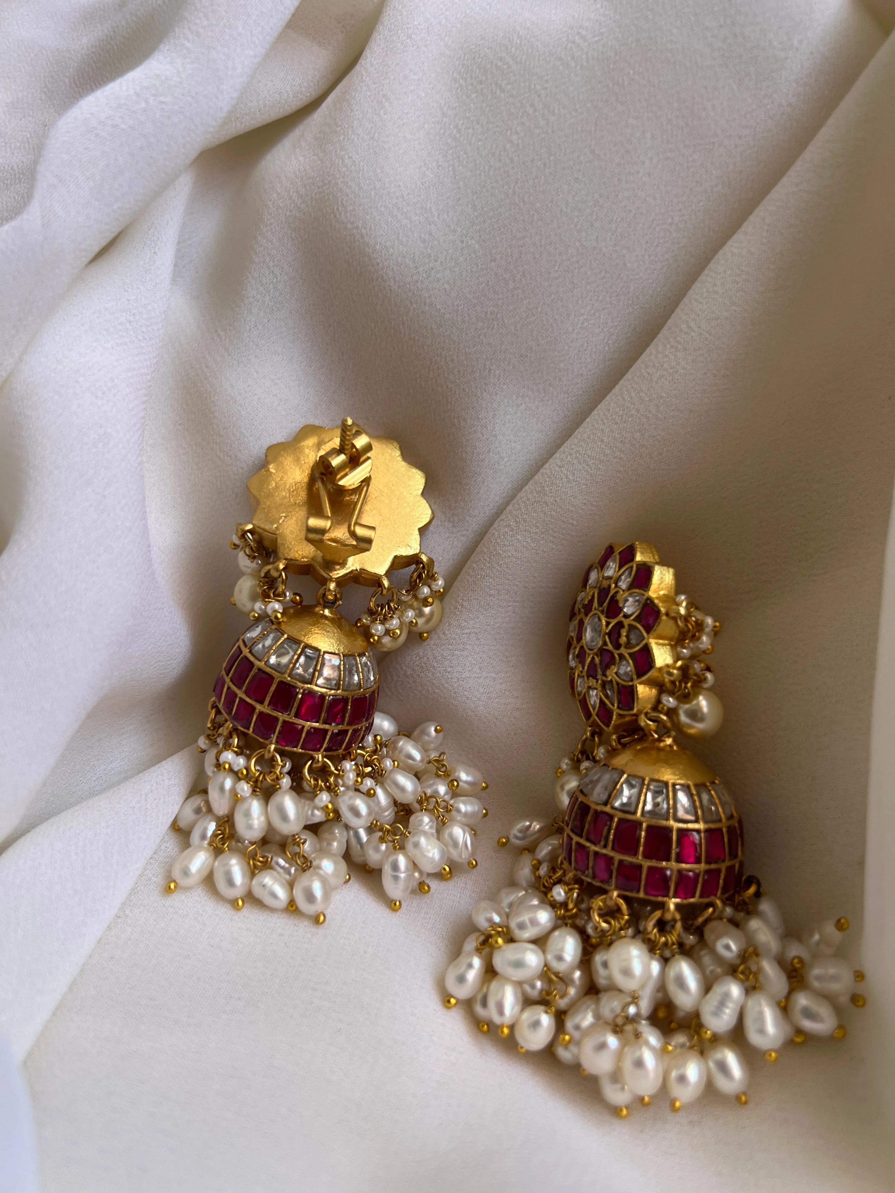 Premium Kundan floral jhumkas