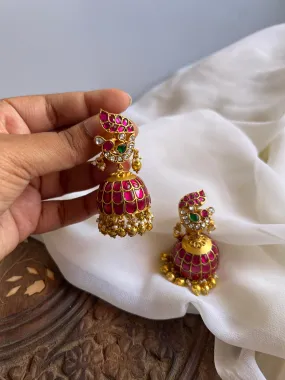 Premium Peacock Kundan bridal Jhumkas