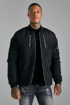 Quilted Back Panel Nylon Bomber