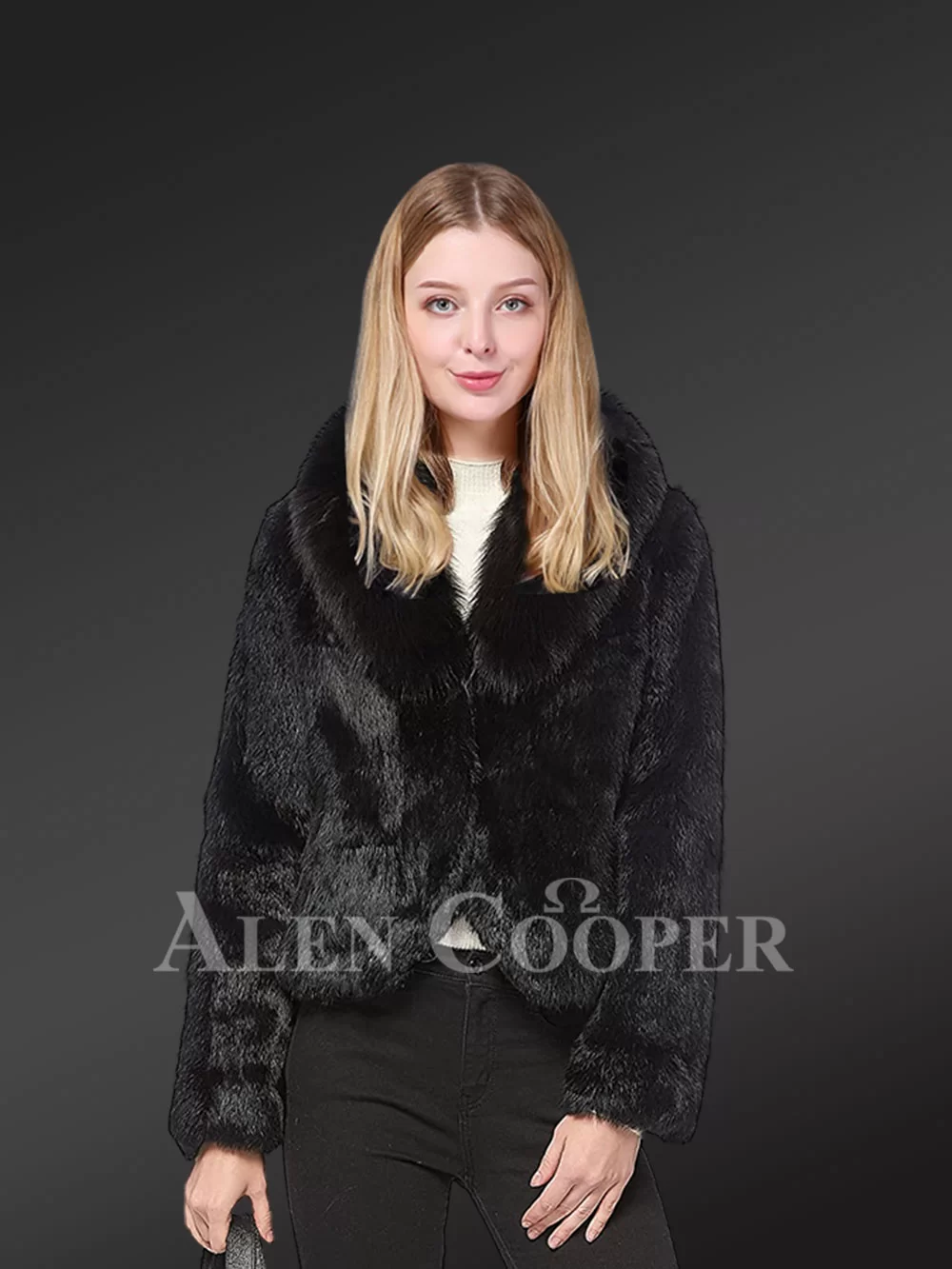 Rabbit Fur Blazer with Fox Fur Accent