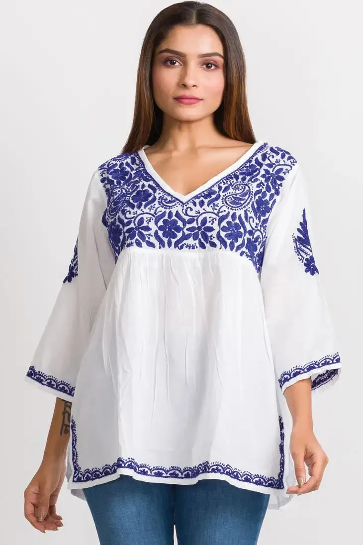 Ramani Navy Embroidered Top