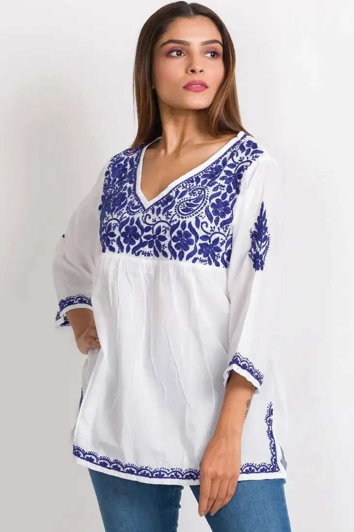 Ramani Navy Embroidered Top