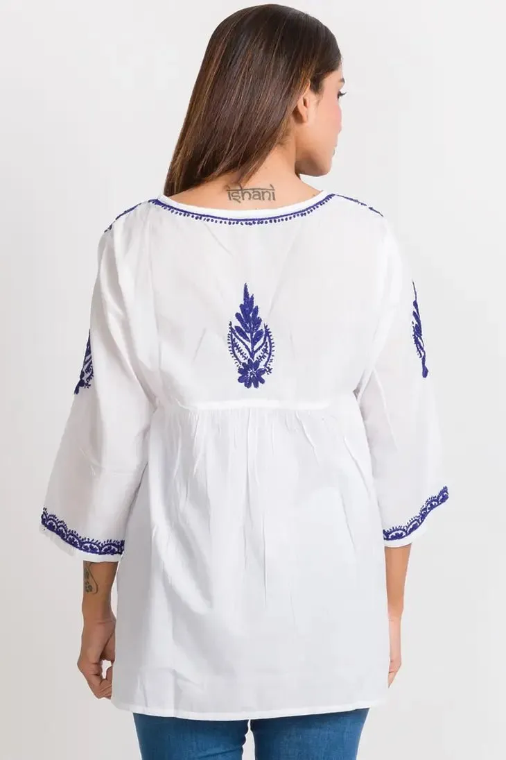 Ramani Navy Embroidered Top