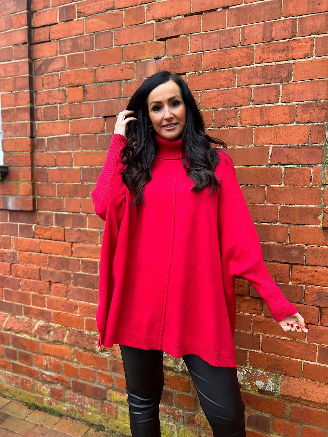 Red Premium Reverse Seam Jumper Megan