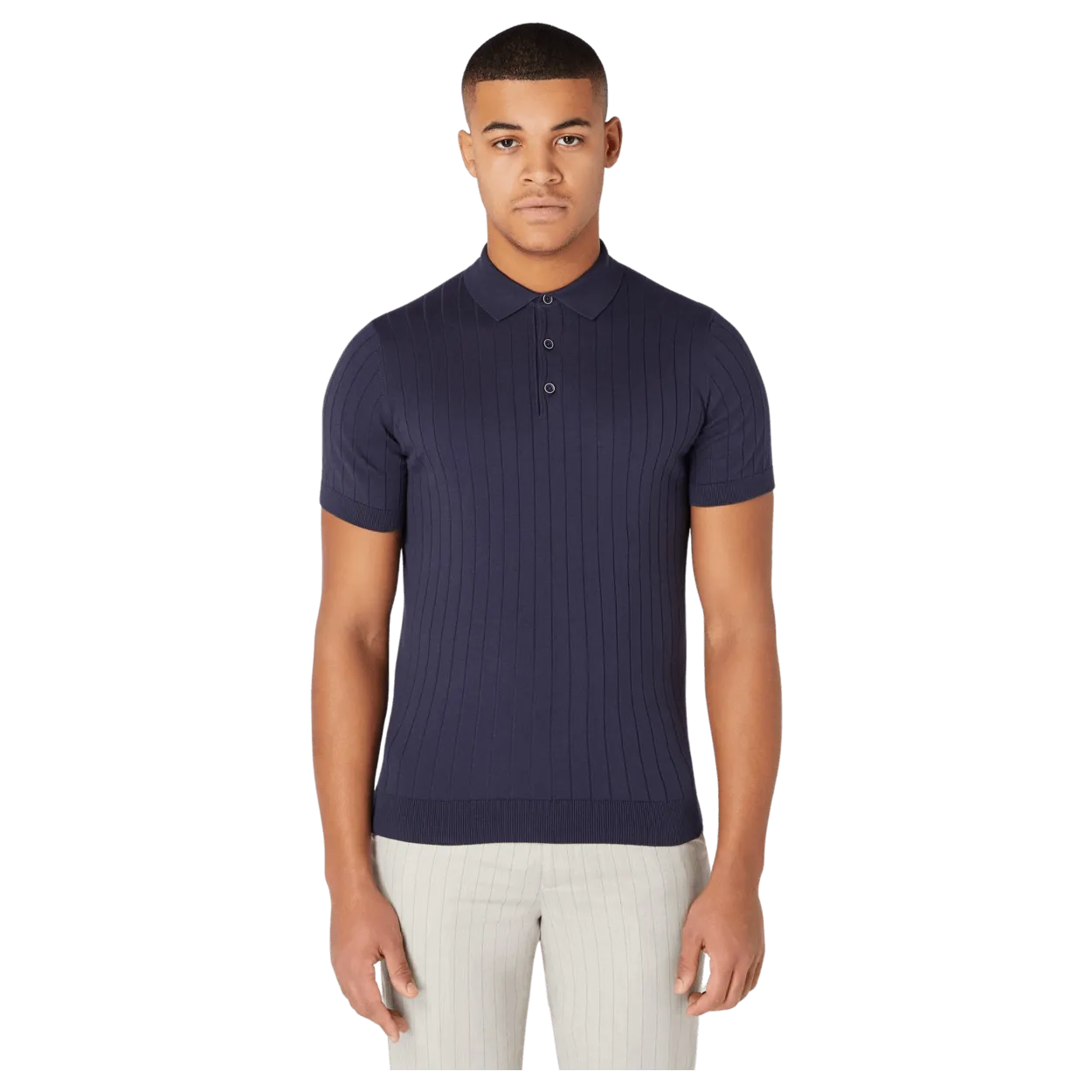 Remus Uomo Knitted Ribbed Polo Shirt