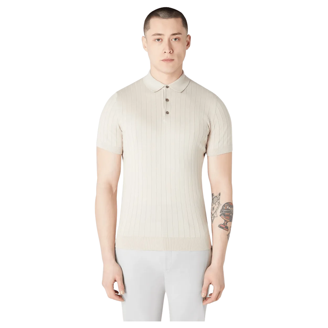 Remus Uomo Knitted Ribbed Polo Shirt