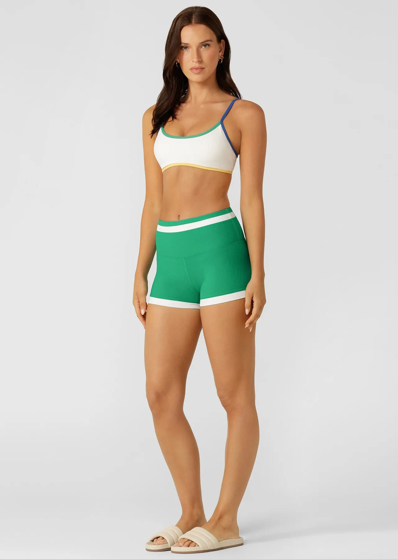 Retro Rib Swim Sports Bra