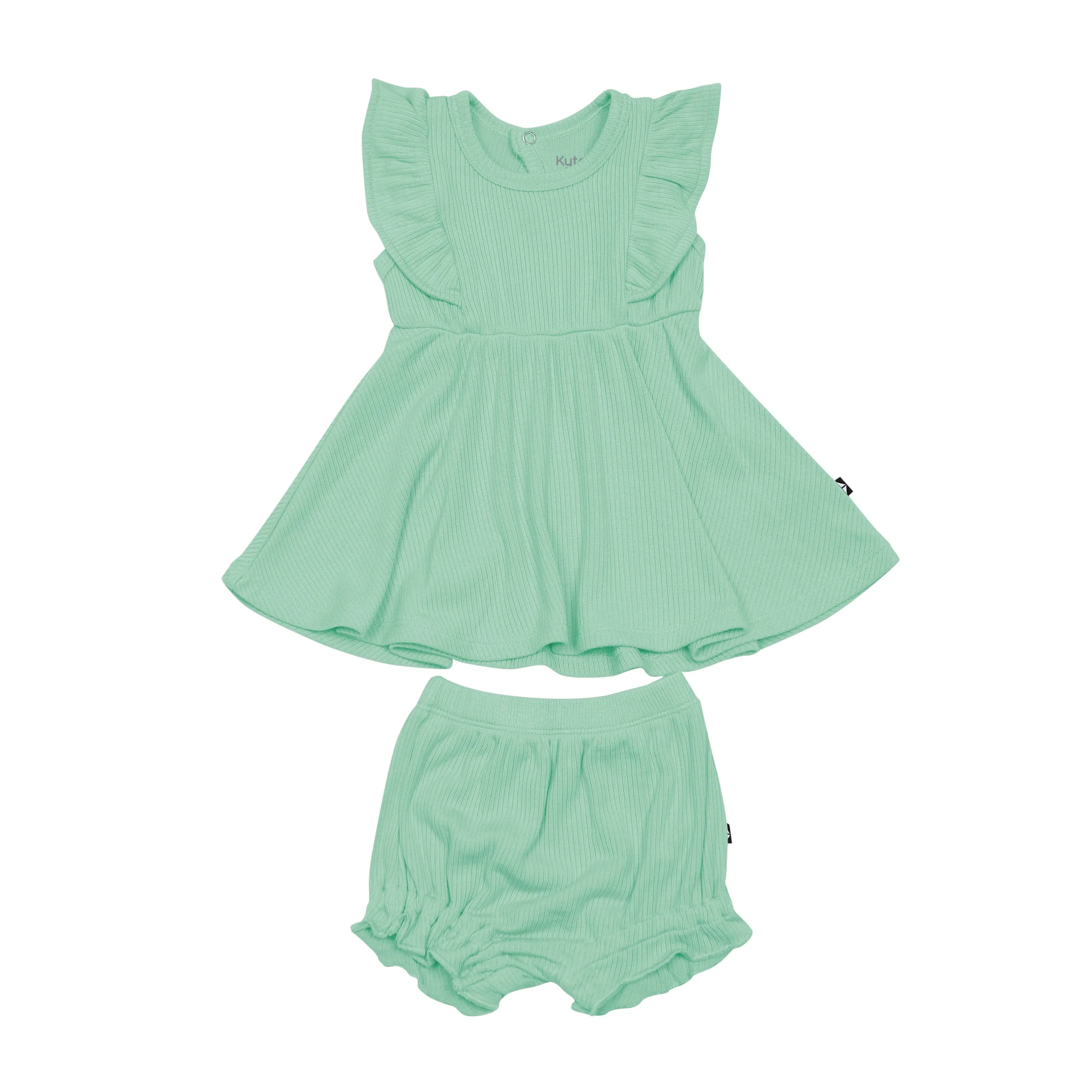 Ribbed Peplum Dress Set in Wasabi