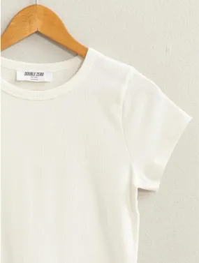 Ribbed T-Shirt in Off White