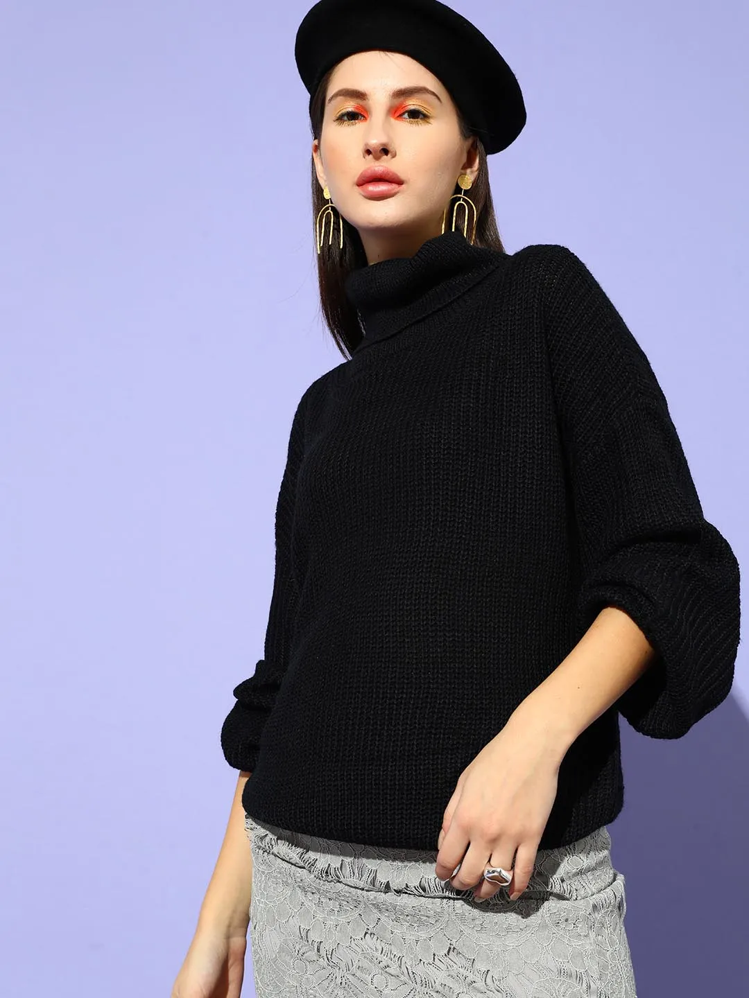 Ribbed Turtle Neck Pullover