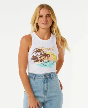 RIPCURL SUNSET RIBBED TANK - WHITE