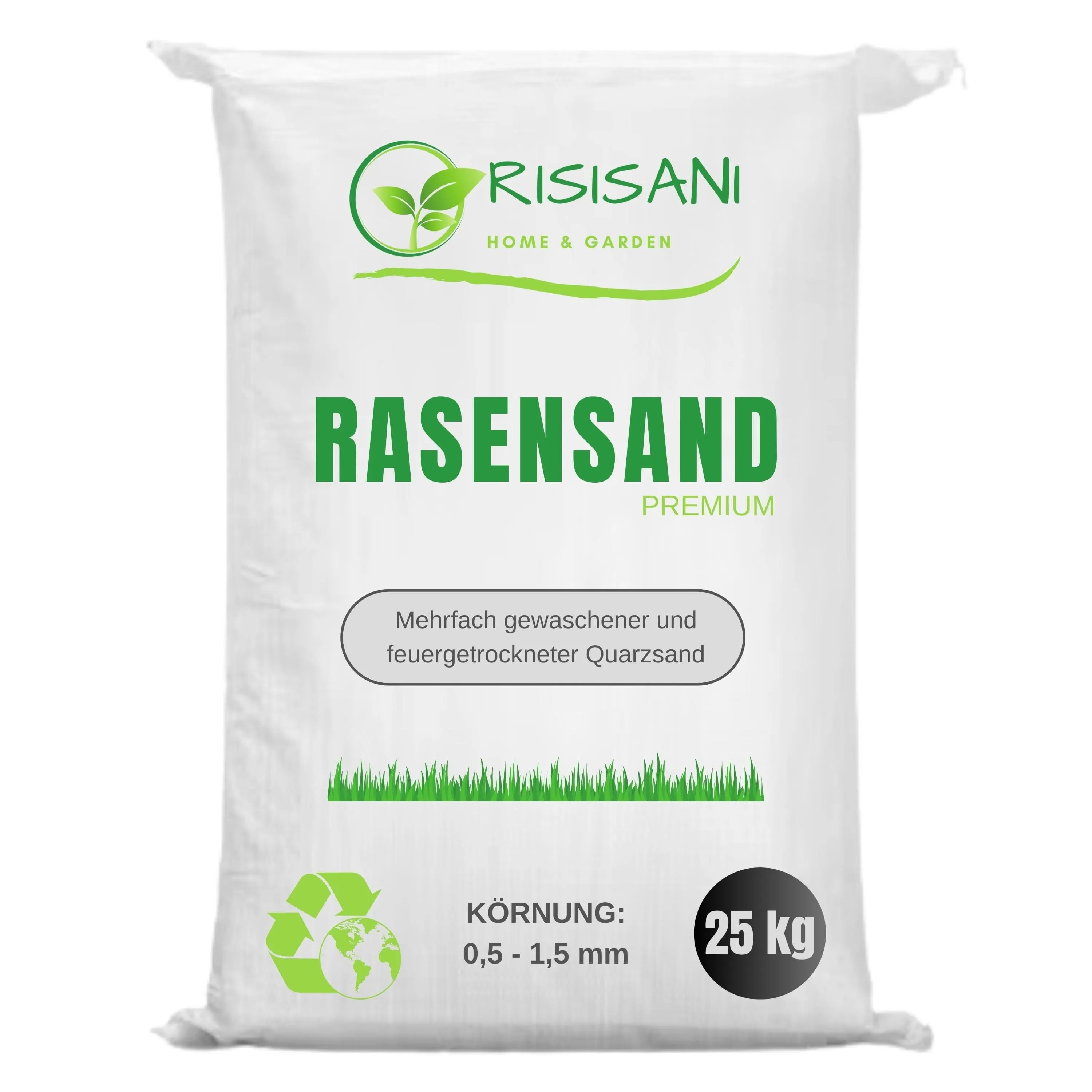 RISISANI Premium Rasensand 25 kg | Quarzsand mit Krnung 0,5-1,5 mm