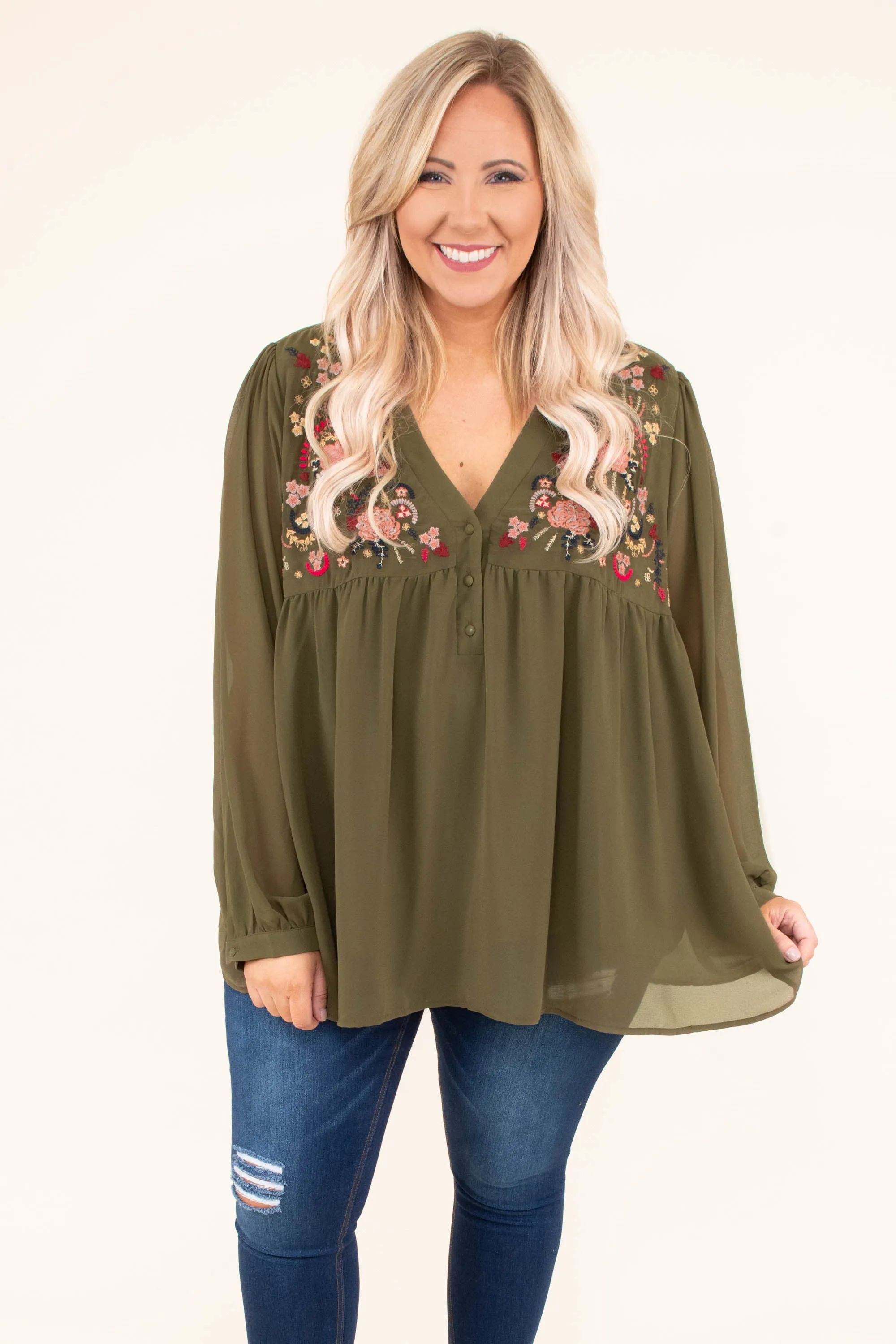 Rome Romance Top, Olive