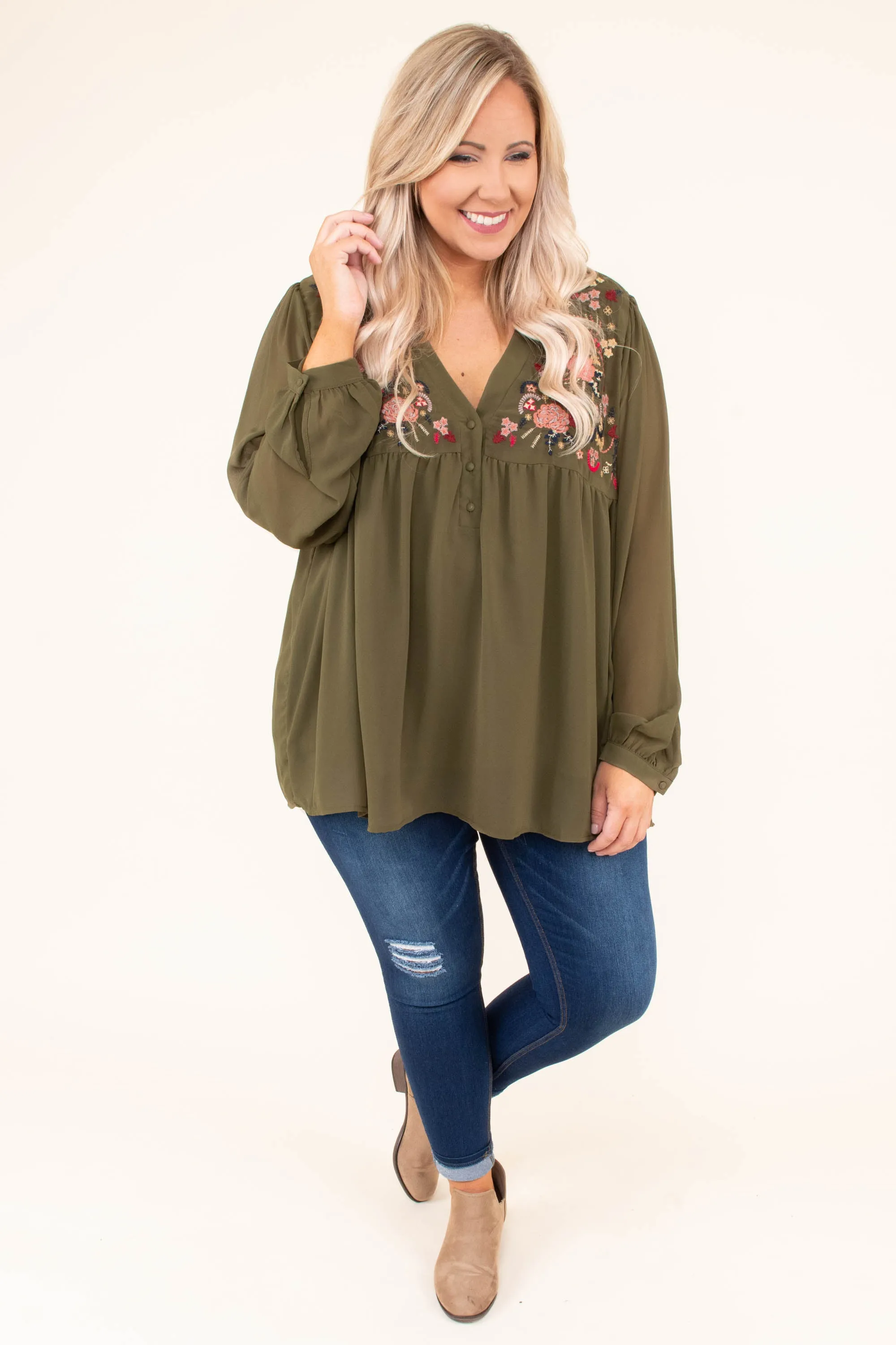 Rome Romance Top, Olive