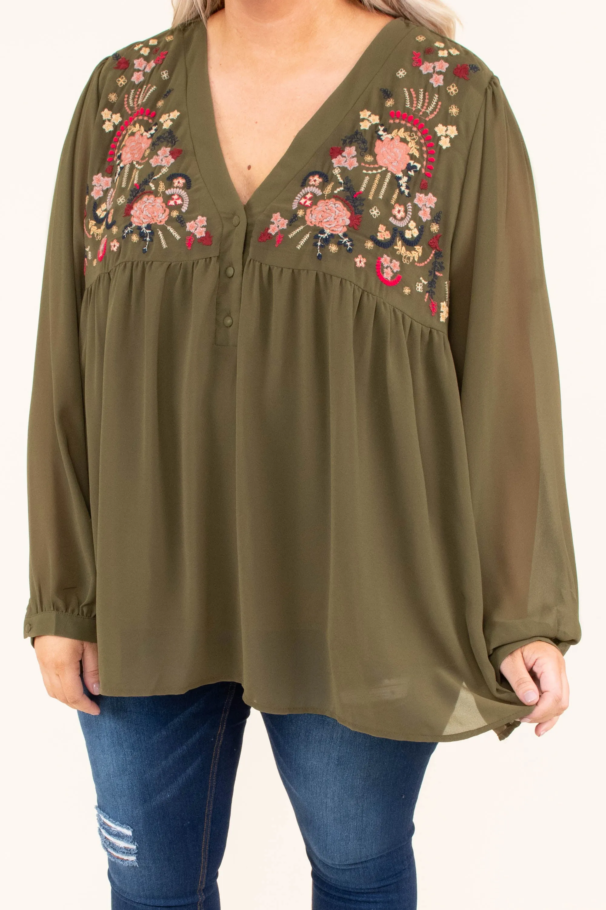 Rome Romance Top, Olive