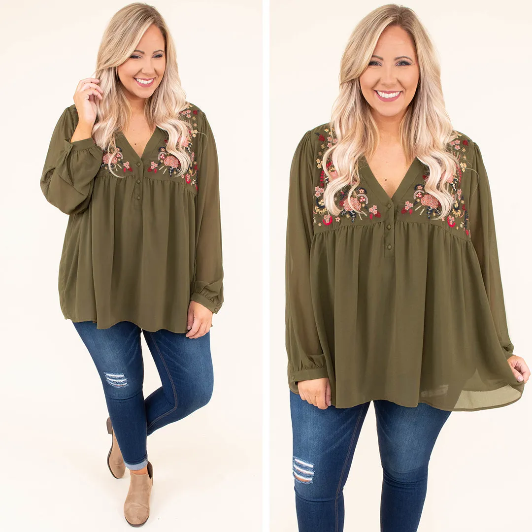 Rome Romance Top, Olive