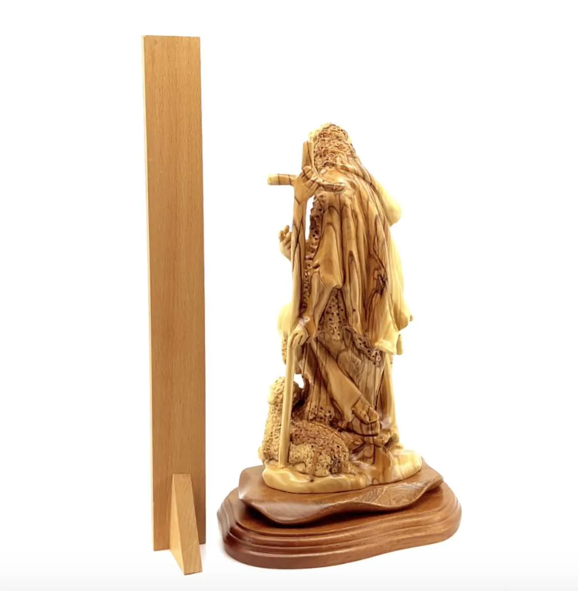 Saint John the Baptist Statue, 11 Carved Olive Wood from Holy Land