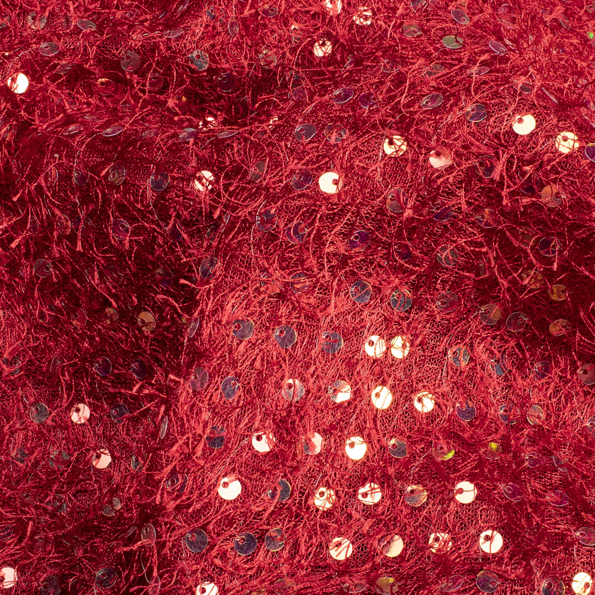 Sangria Red Rainbow Sequins Dog Fur Imported Fabric (Width 60 Inches)