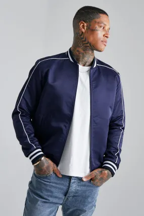 Satin Bomber With Contrast Piping