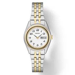 Seiko 25MM White Dial Watch in Two-Tone Stainless Steel