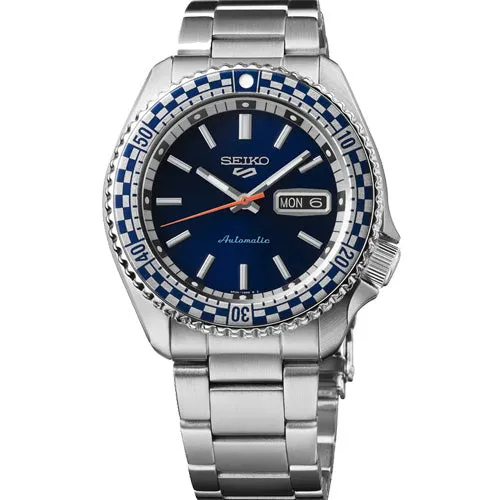 Seiko 5 Sports Petrol Blue Dial 'Checker Flag' Limited Edition Men 42.5mm SRPK65K1