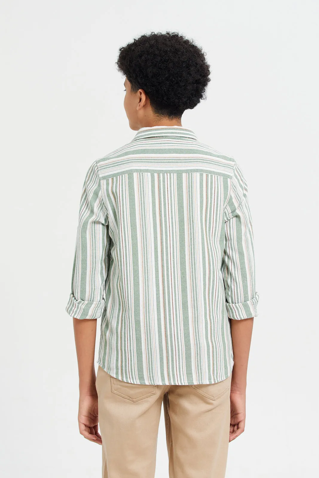 Senior Boys Olive Striped Shirt