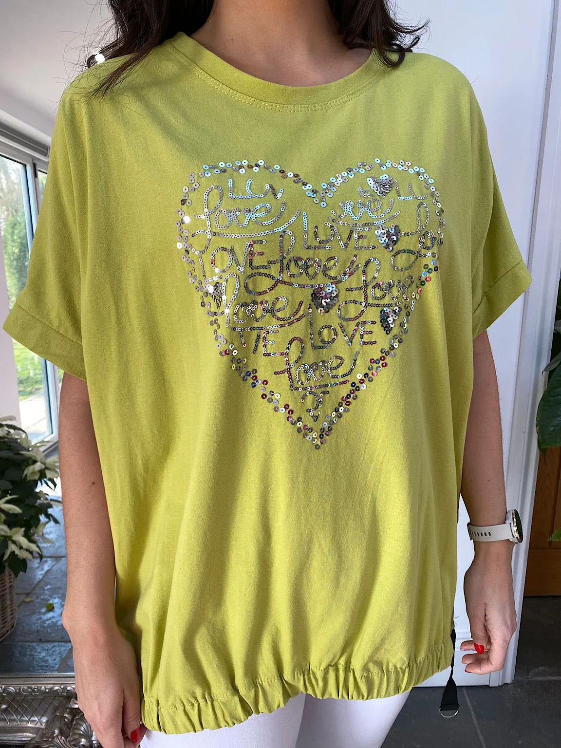 Sequin Heart Sweat Top Fiona