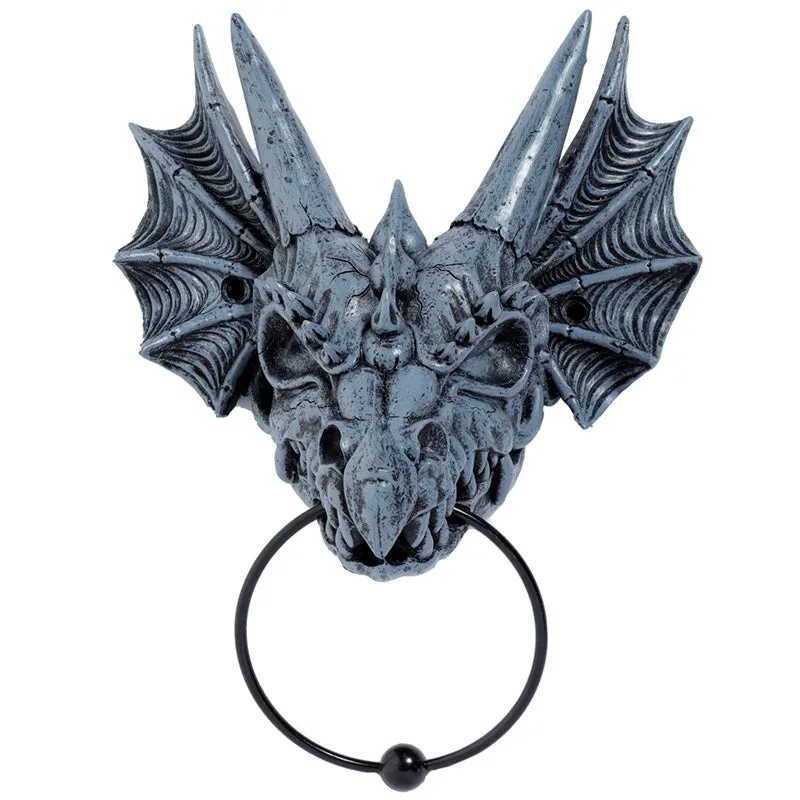 Shadows of Darkness Grey Stone Effect Dragon Skull Door Knocker DRG537