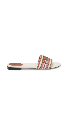 Signature Canvas and Leather Slide - Beige/Multi